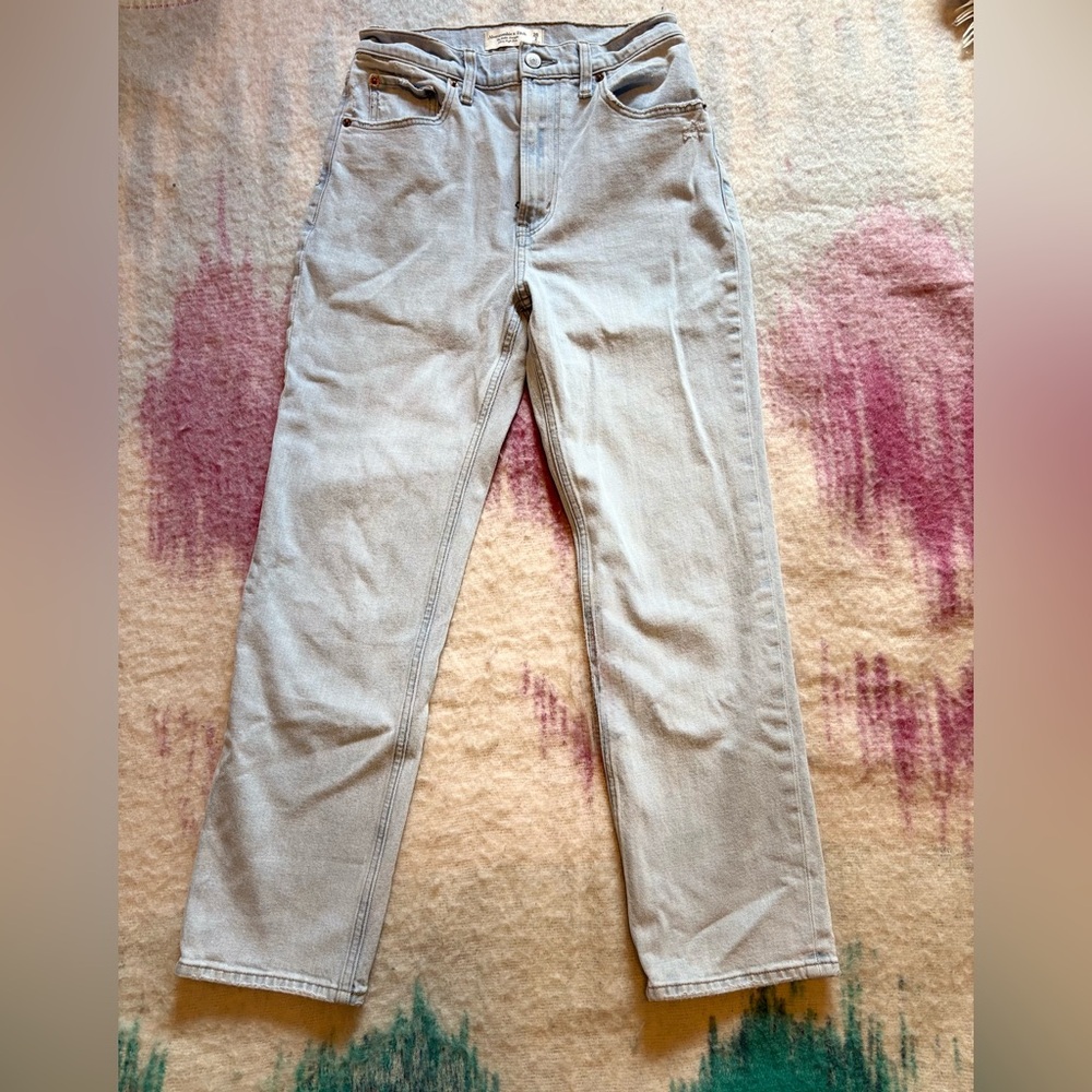 Abercrombie & Fitch The Ankle Straight Light Blue Ultra High Rise Jeans
